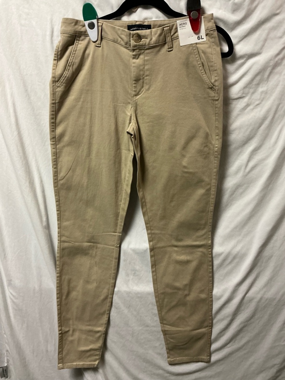 Aeropostale Women's Skinny Chino Pants in Tan